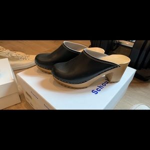 Leather and wood clogs from Etsy